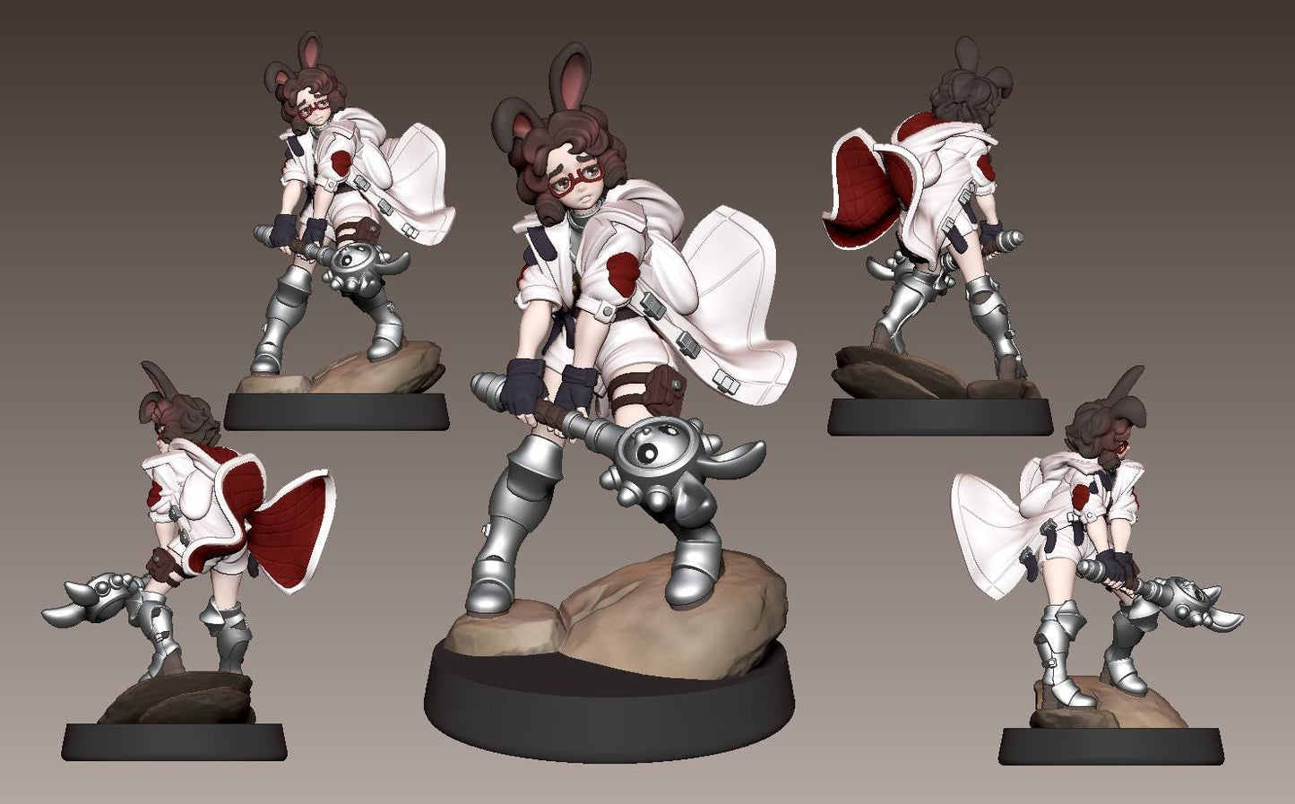 Fleur de Lune, Lightseeker Rabbit Paladin Miniature - LPOMC - 28mm / 32mm / 36mm