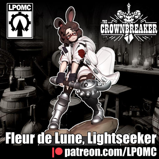 Fleur de Lune, Lightseeker Rabbit Paladin Miniature - LPOMC - 28mm / 32mm / 36mm