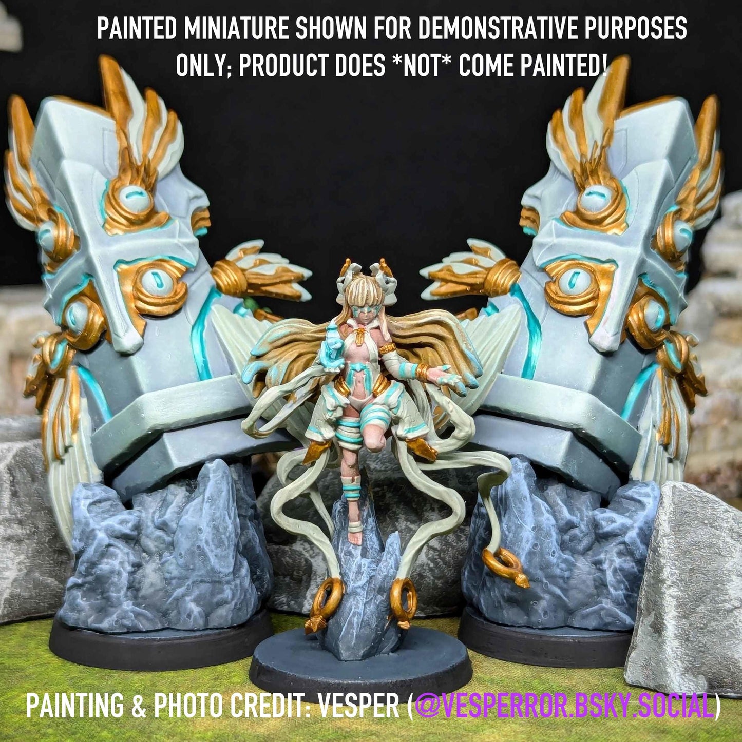 Shield Goddess Pandora Miniature - Unlimited Fantasy Minis - 28mm / 32mm / 36mm