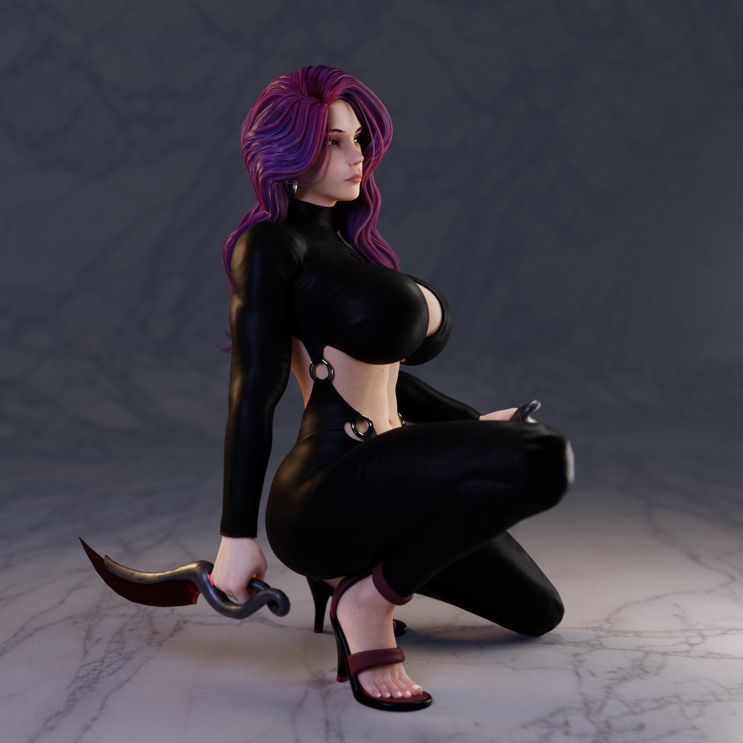 Shadow Assassin Miniature - 28mm / 32mm / 36mm / 75mm - Standard & NSFW Variations - QB Works