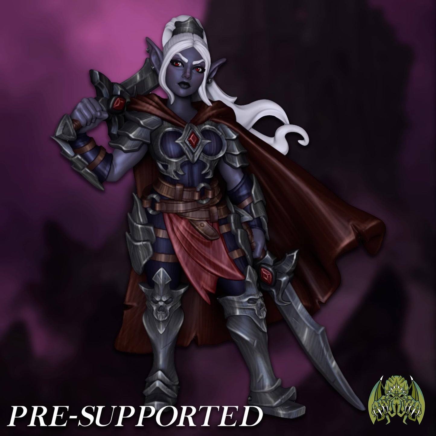 Drizara, Dark Elf Warrior Miniature - 28mm / 32mm / 36mm / Bust - Miniatures of Madness