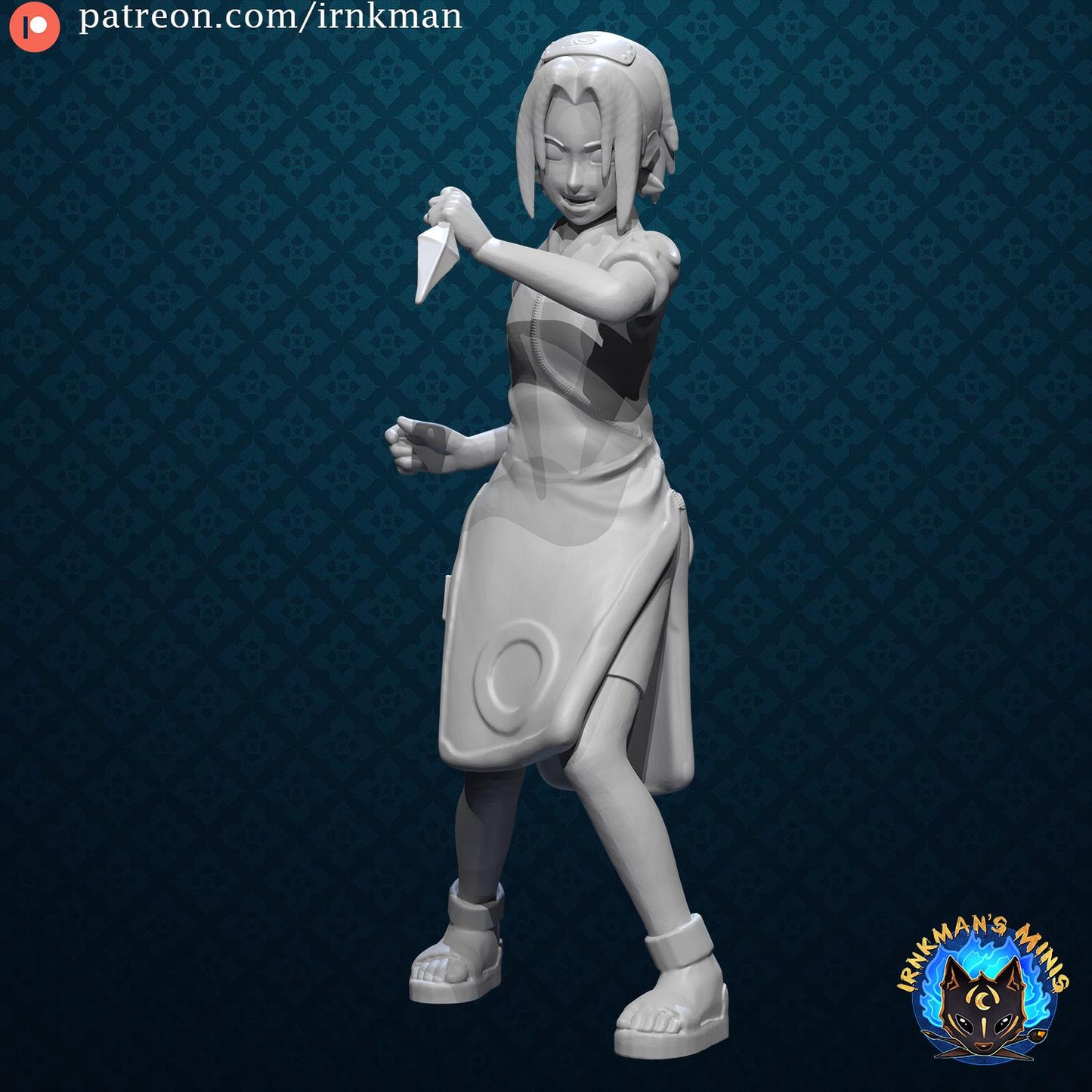 Ninja Girl Miniature - Irnkman's Minis - 28mm / 32mm / 36mm