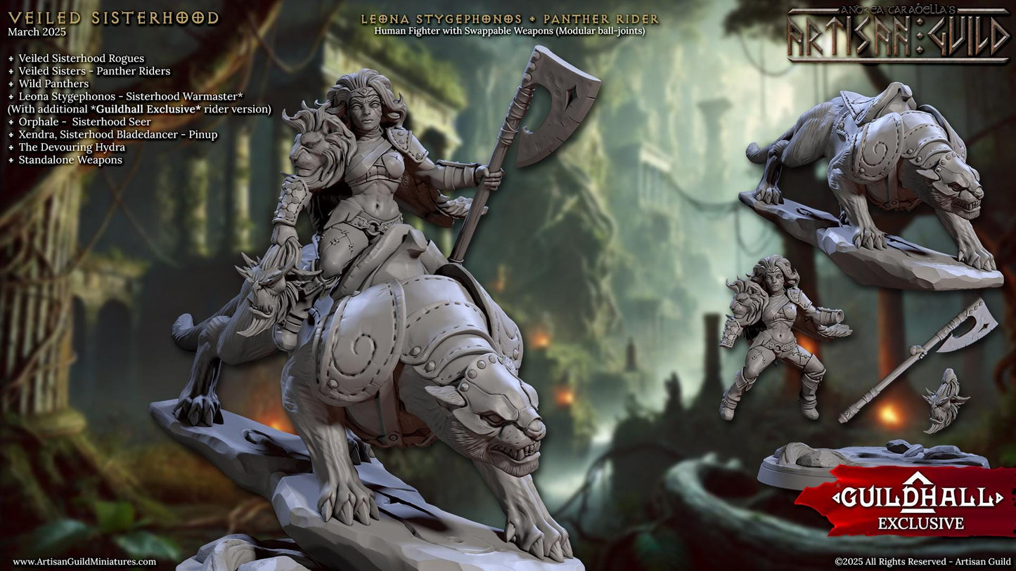 Sisterhood Warmaster Leona Miniature - 28mm / 32mm / 36mm - Artisan Guild - Resin Printed Miniature for TTRPGs and Board Games