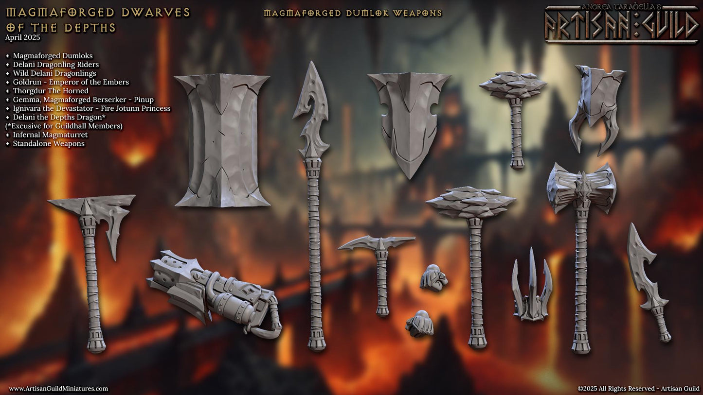 Magmaforged Dumlok Weapons Set - 28mm / 32mm / 36mm - Artisan Guild