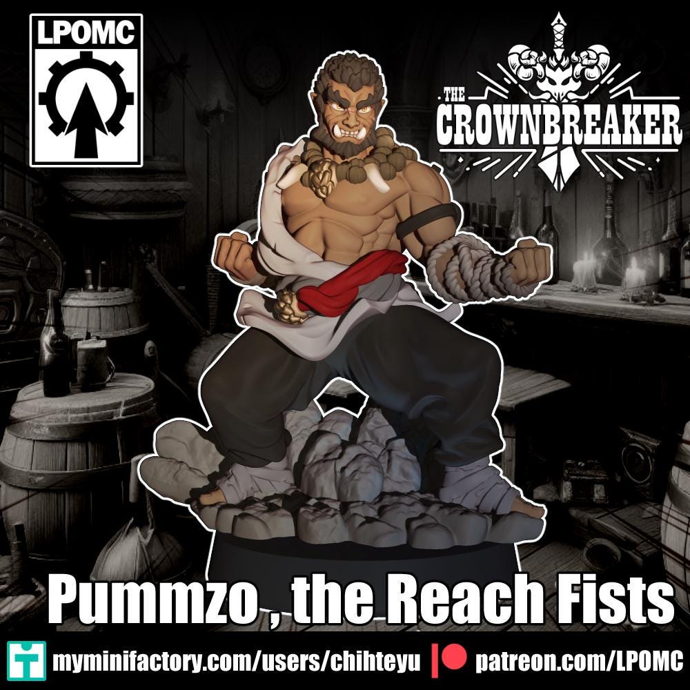 Pummzo, Reaching Fist Miniature - LPOMC - 28mm / 32mm / 36mm / 75mm