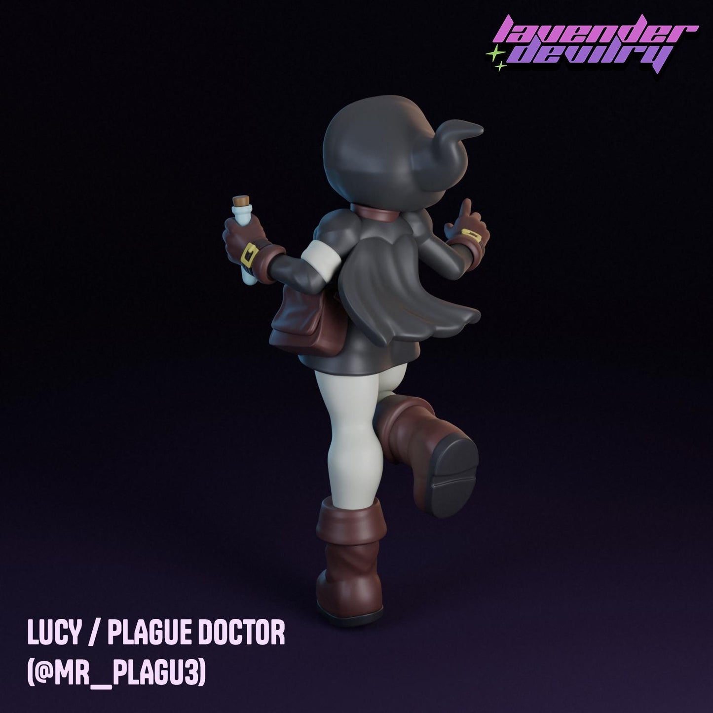 Plague Doctor Lucy Miniature - 28mm / 32mm / 36mm / 75mm - Lavender Devilry - Resin Printed Figure for D&D, TTRPGs and Board Games