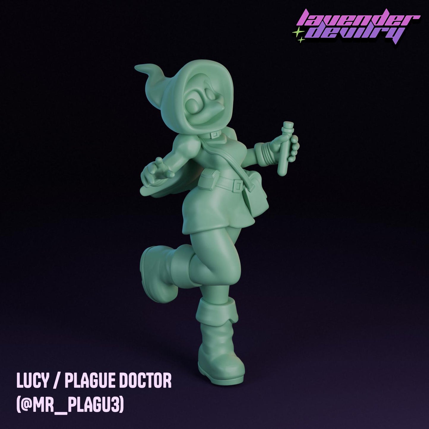 Plague Doctor Lucy Miniature - 28mm / 32mm / 36mm / 75mm - Lavender Devilry - Resin Printed Figure for D&D, TTRPGs and Board Games