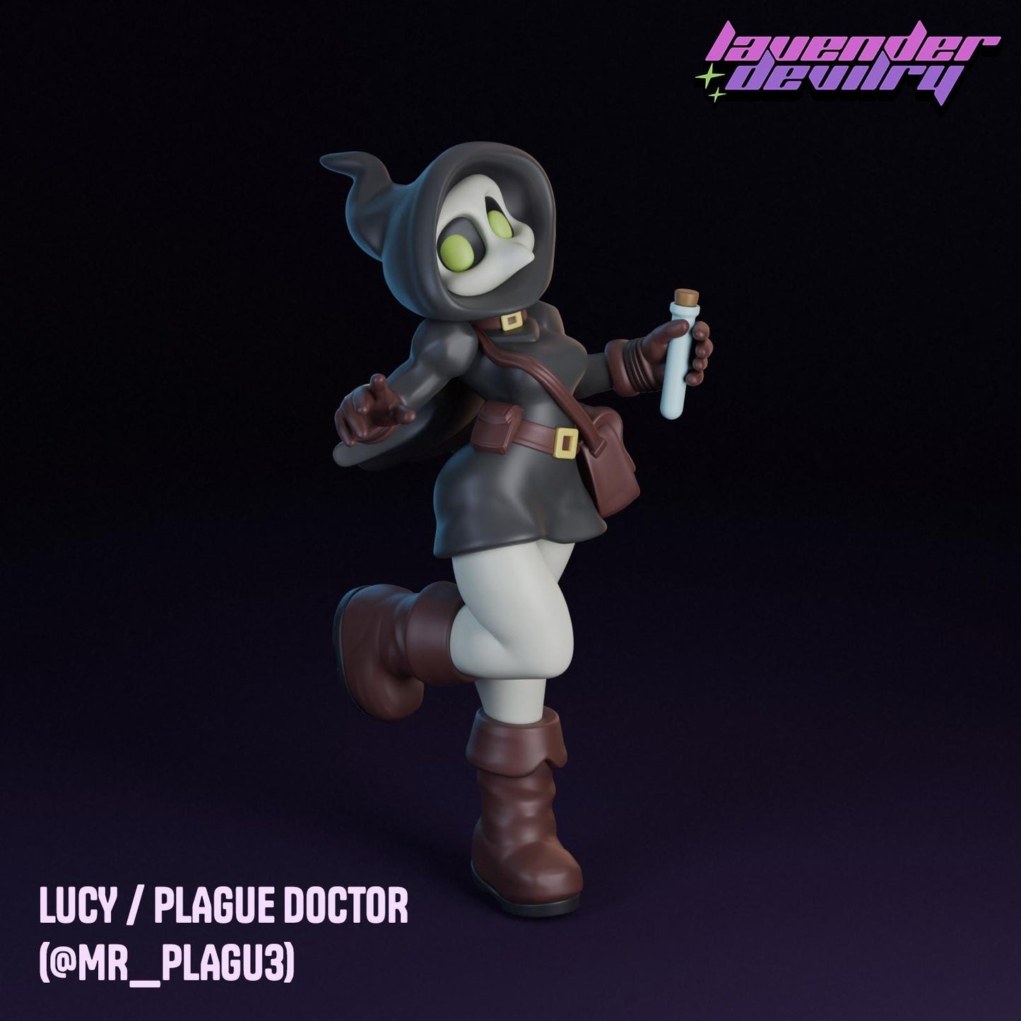 Plague Doctor Lucy Miniature - 28mm / 32mm / 36mm / 75mm - Lavender Devilry - Resin Printed Figure for D&D, TTRPGs and Board Games