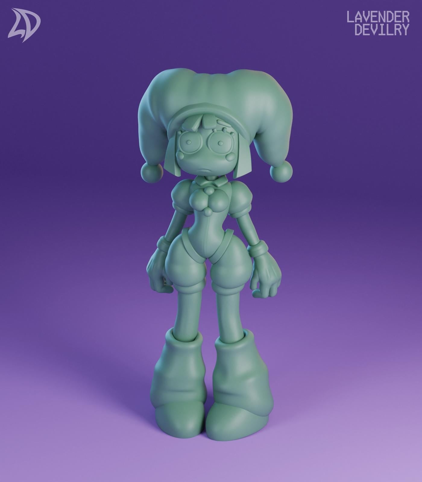 Cyberspace Jester Miniature - 28mm / 32mm / 36mm / 75mm - Lavender Devilry - Resin Printed Figure for D&D, TTRPGs and Board Games