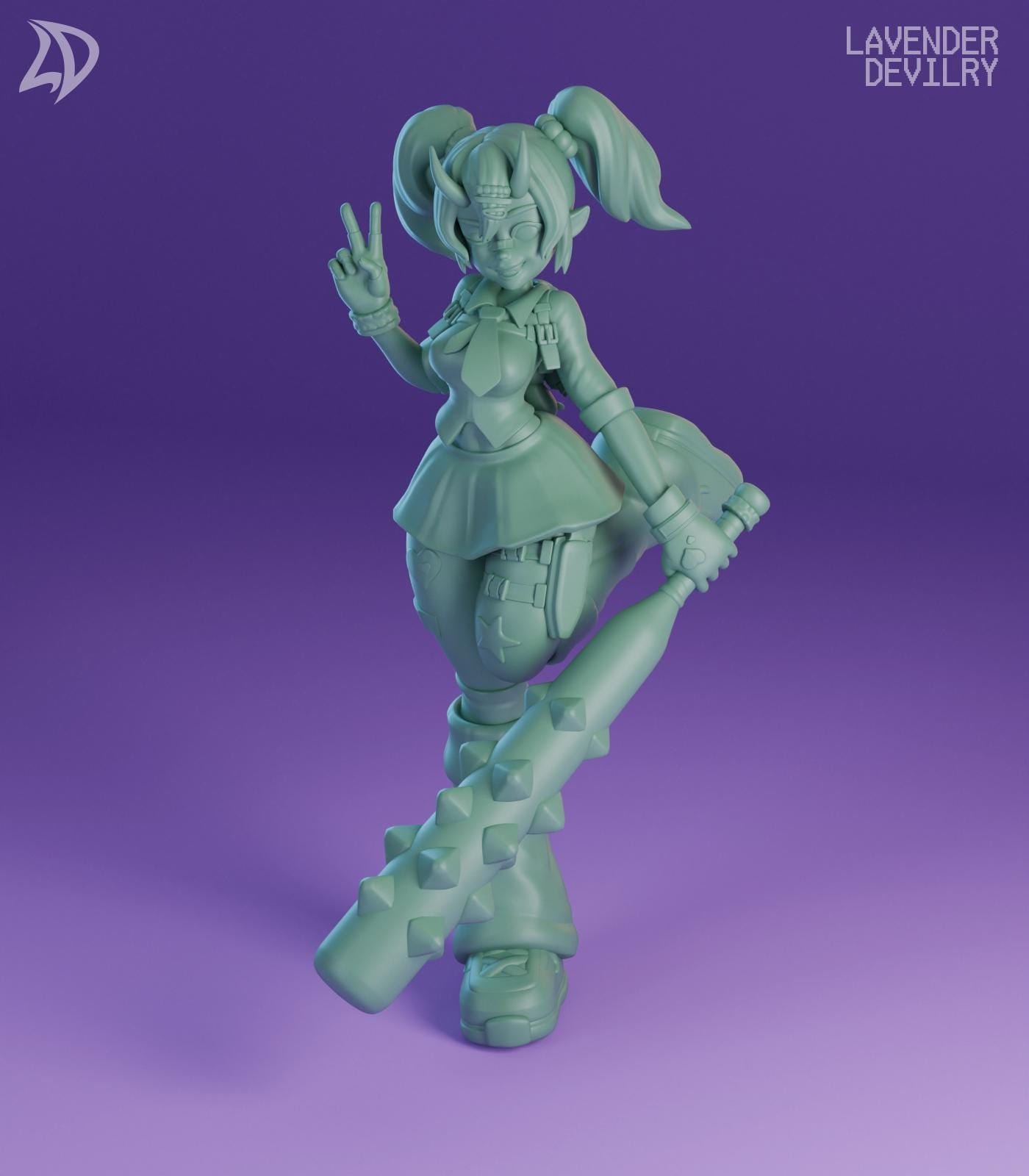 Demonic Cutie Miniature - 28mm / 32mm / 36mm / 75mm - Lavender Devilry - Resin Printed Figure for D&D, TTRPGs and Board Games