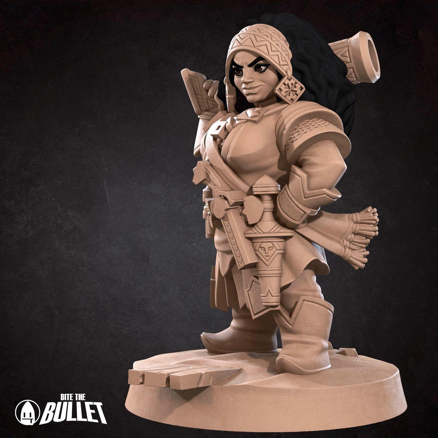 Dwarf Gunslinger Miniature - 28mm / 32mm / 36mm - Bite the Bullet - Resin Printed Figure for D&D, TTRPGs, and Board Games