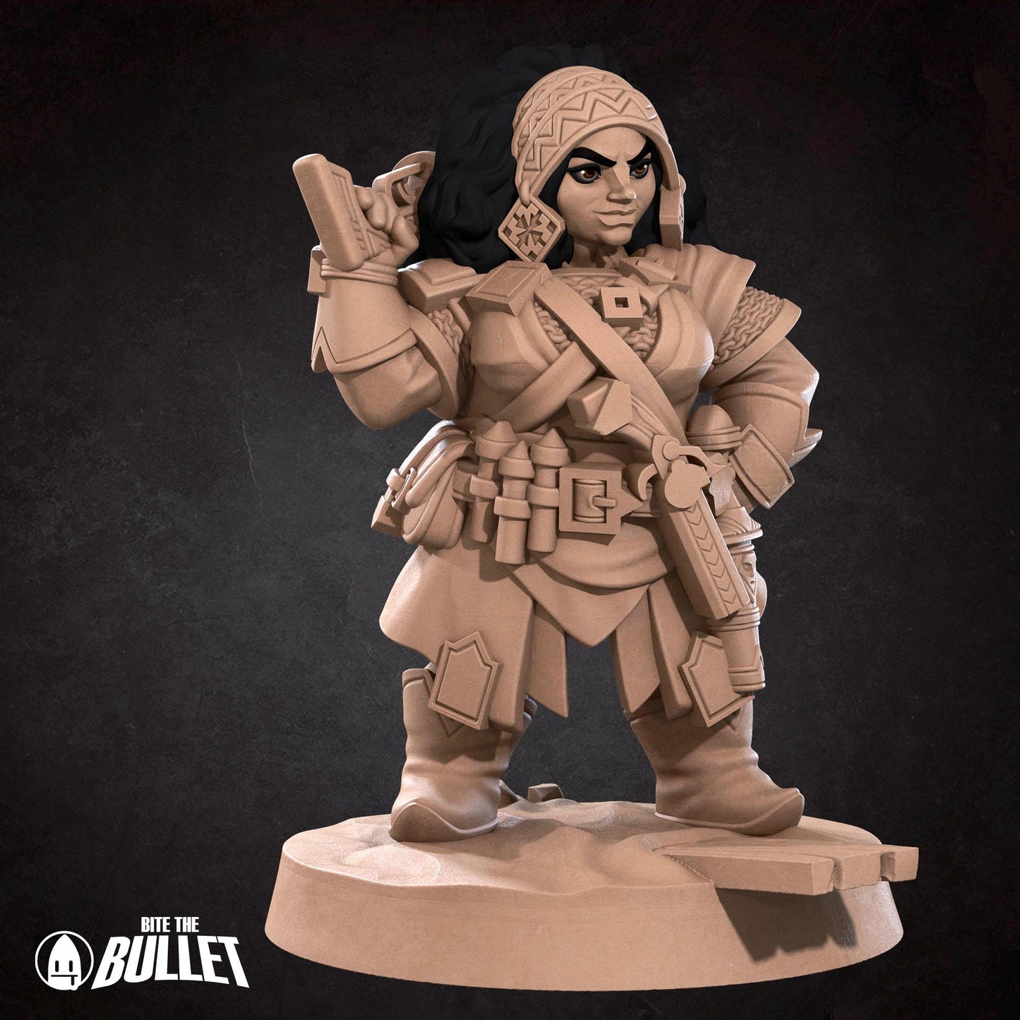 Dwarf Gunslinger Miniature - 28mm / 32mm / 36mm - Bite the Bullet - Resin Printed Figure for D&D, TTRPGs, and Board Games