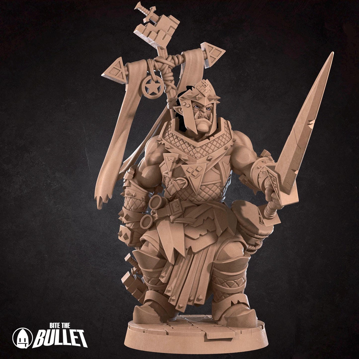 Half Orc Warpriest Miniature - 28mm / 32mm / 36mm - Bite the Bullet - Resin Printed Figure for D&D, TTRPGs, and Board Games