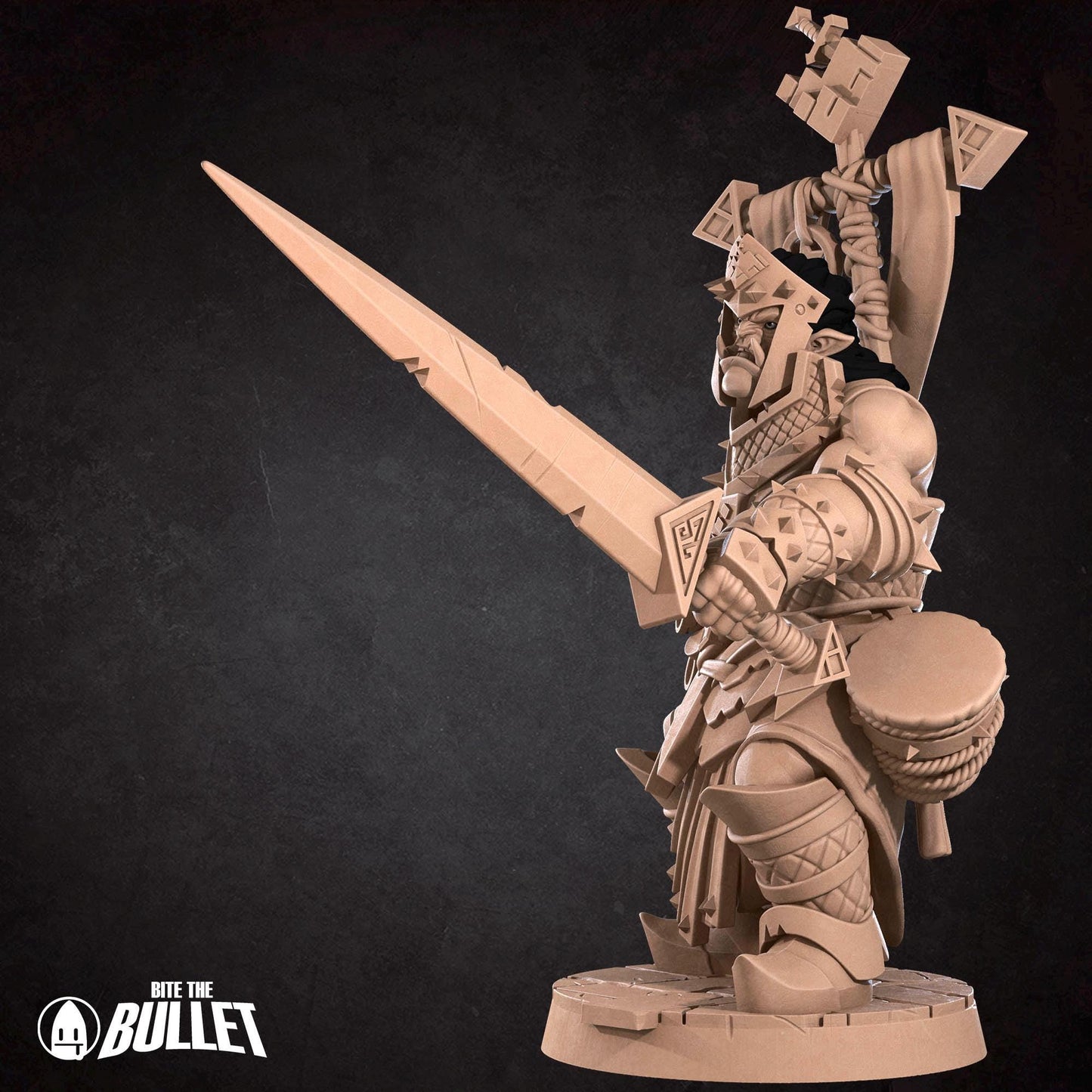 Half Orc Warpriest Miniature - 28mm / 32mm / 36mm - Bite the Bullet - Resin Printed Figure for D&D, TTRPGs, and Board Games