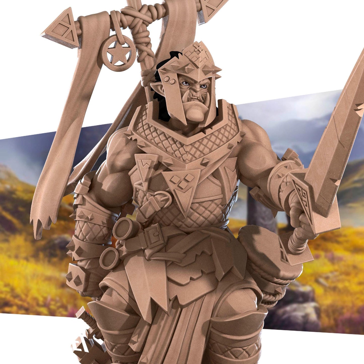 Half Orc Warpriest Miniature - 28mm / 32mm / 36mm - Bite the Bullet - Resin Printed Figure for D&D, TTRPGs, and Board Games