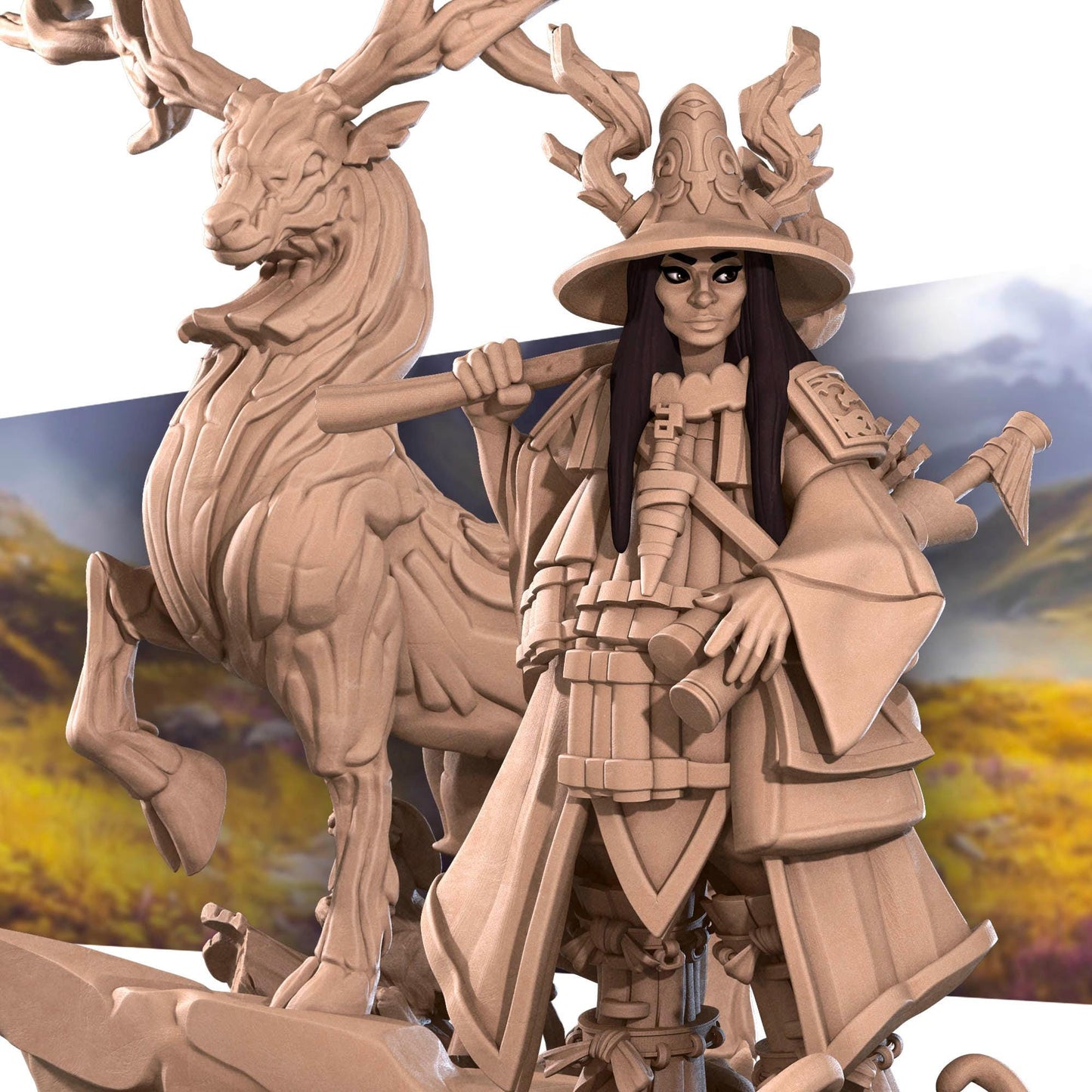 Human Animist Miniature - 28mm / 32mm / 36mm - Bite the Bullet - Resin Printed Figure for D&D, TTRPGs, and Board Games
