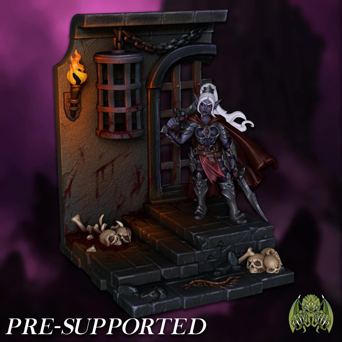 Drizara, Dark Elf Warrior Miniature - 28mm / 32mm / 36mm / Bust - Miniatures of Madness
