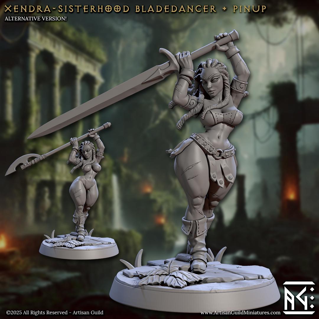 Sisterhood Bladedancer Pinup Xendra Miniature - 28mm / 32mm / 36mm - Artisan Guild - Resin Printed Miniature for TTRPGs and Board Games