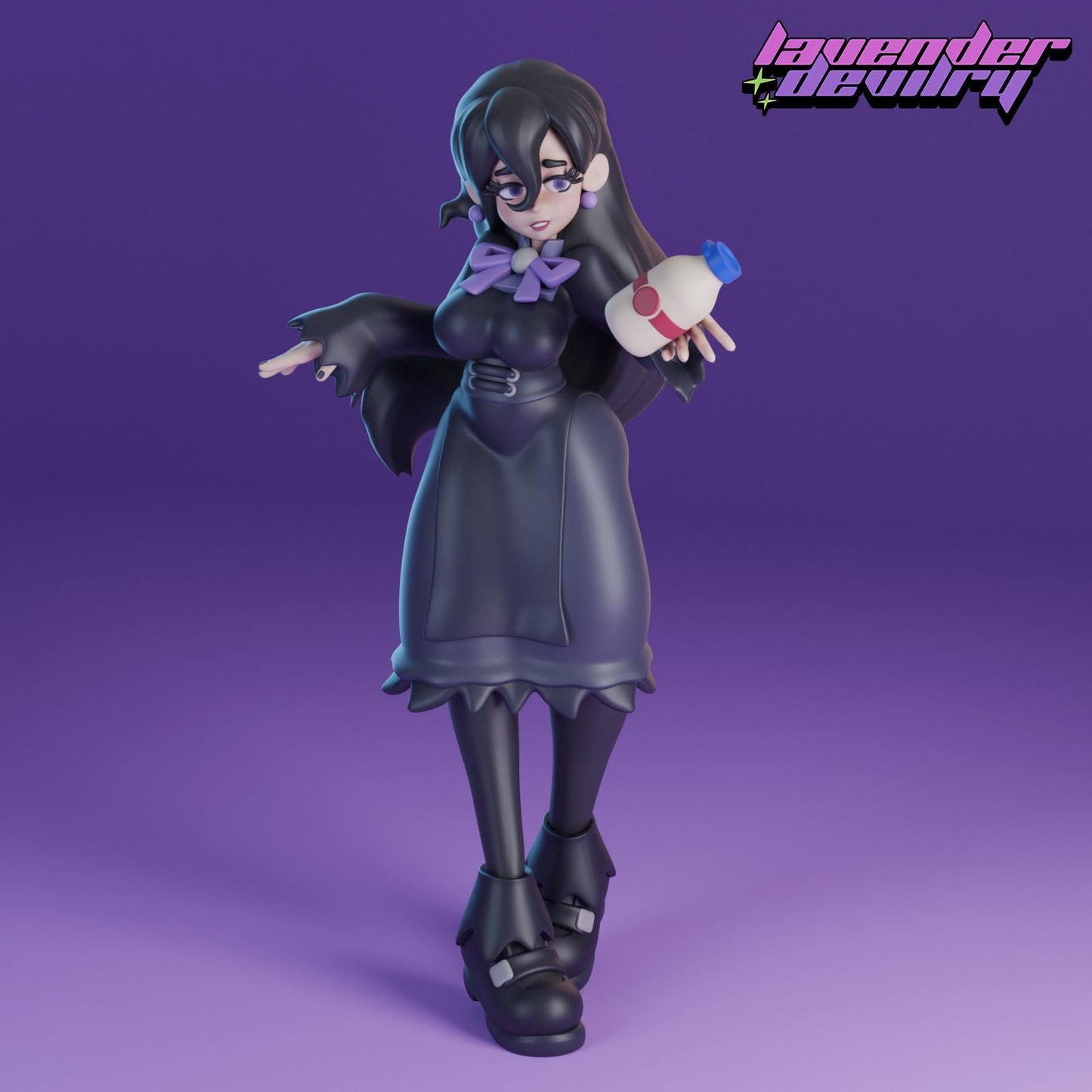 Hex Maniac Milk Vendor Miniature - 28mm / 32mm / 36mm / 75mm - Lavender Devilry - Resin Printed Figure for D&D, TTRPGs and Board Games