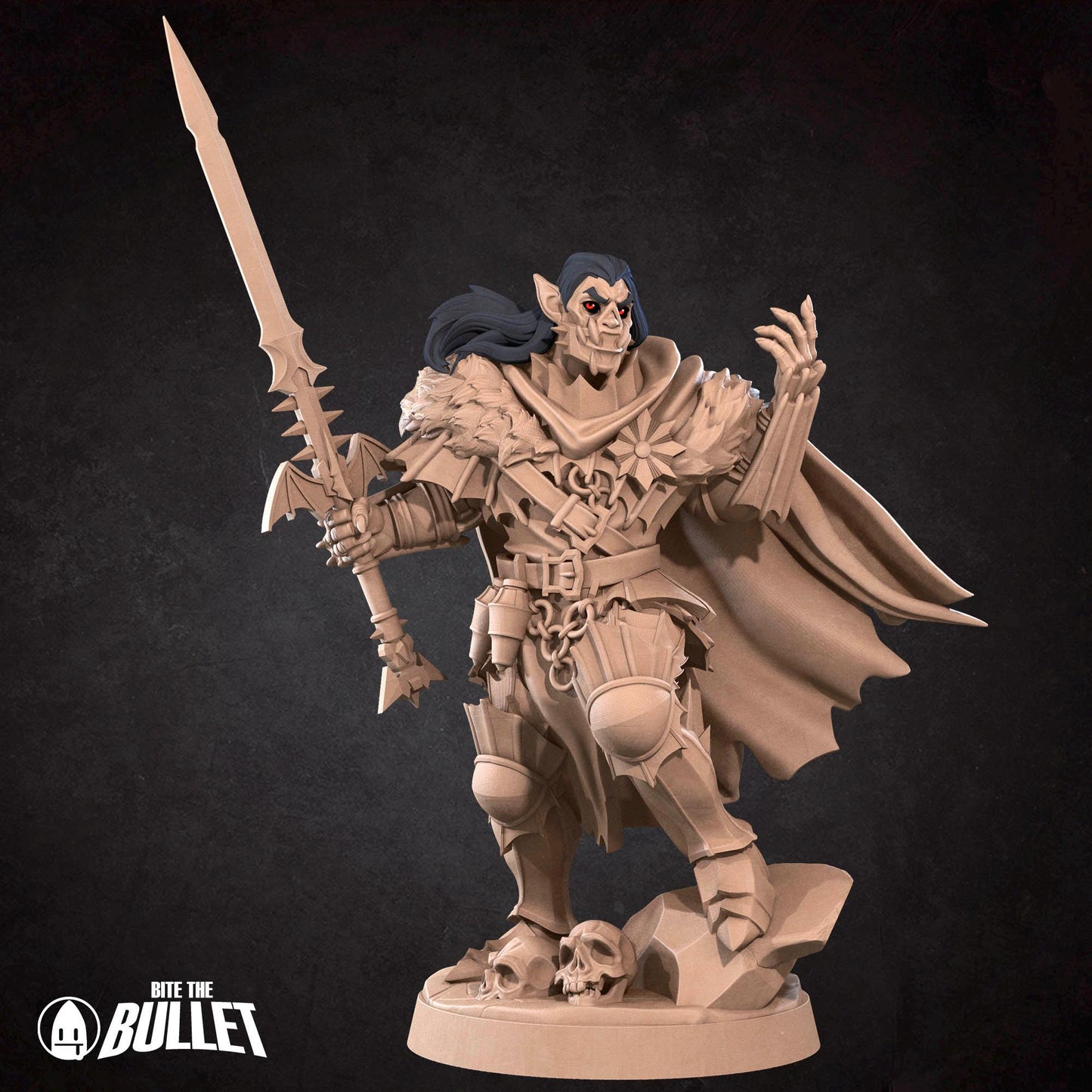 Vampire Warrior Miniature - 28mm / 32mm / 36mm - Bite the Bullet - Resin Printed Figure for D&D, TTRPGs, and Board Games