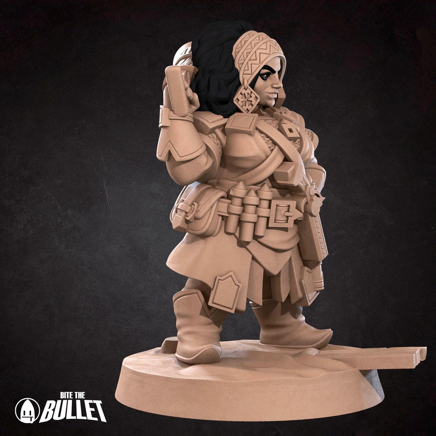 Dwarf Gunslinger Miniature - 28mm / 32mm / 36mm - Bite the Bullet - Resin Printed Figure for D&D, TTRPGs, and Board Games
