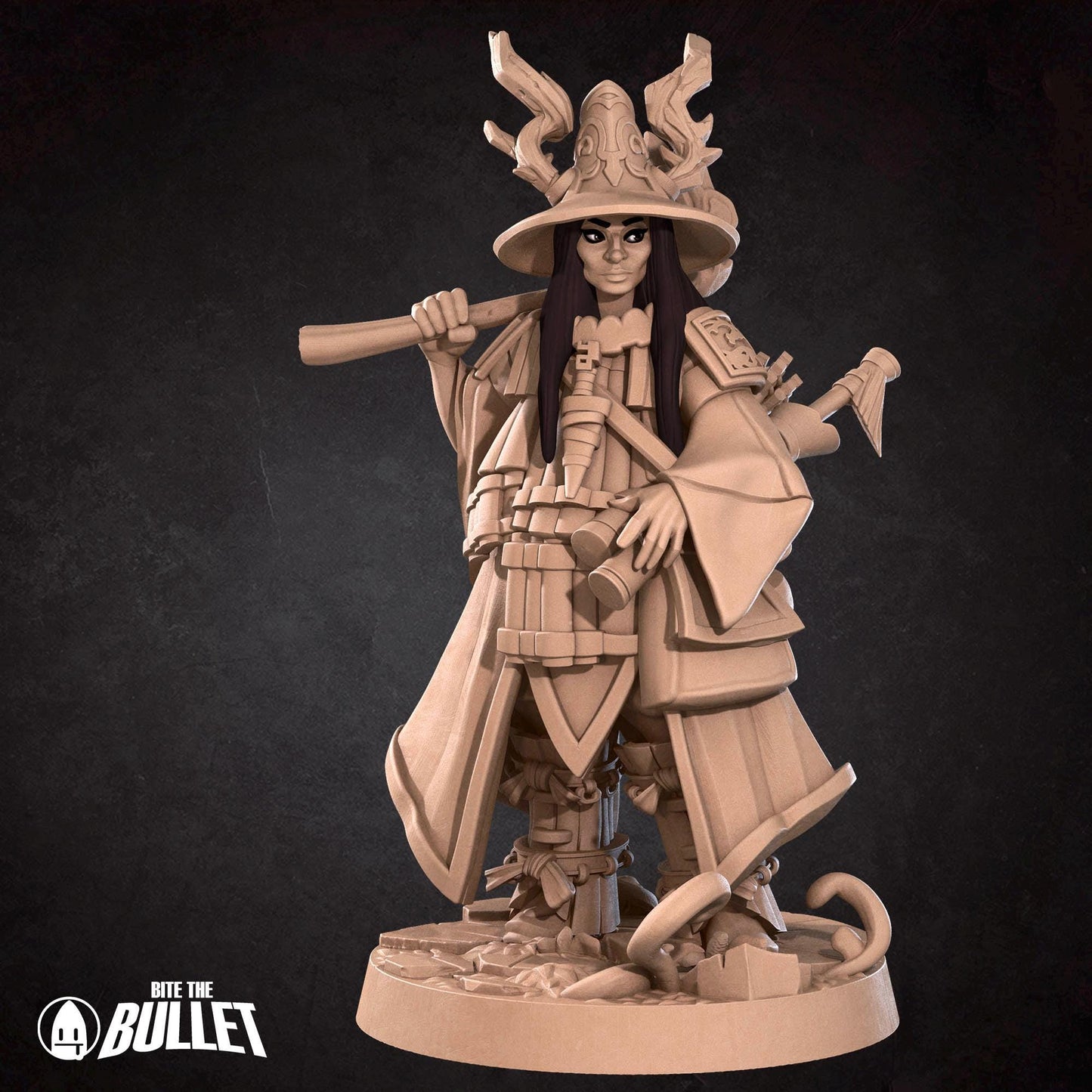 Human Animist Miniature - 28mm / 32mm / 36mm - Bite the Bullet - Resin Printed Figure for D&D, TTRPGs, and Board Games