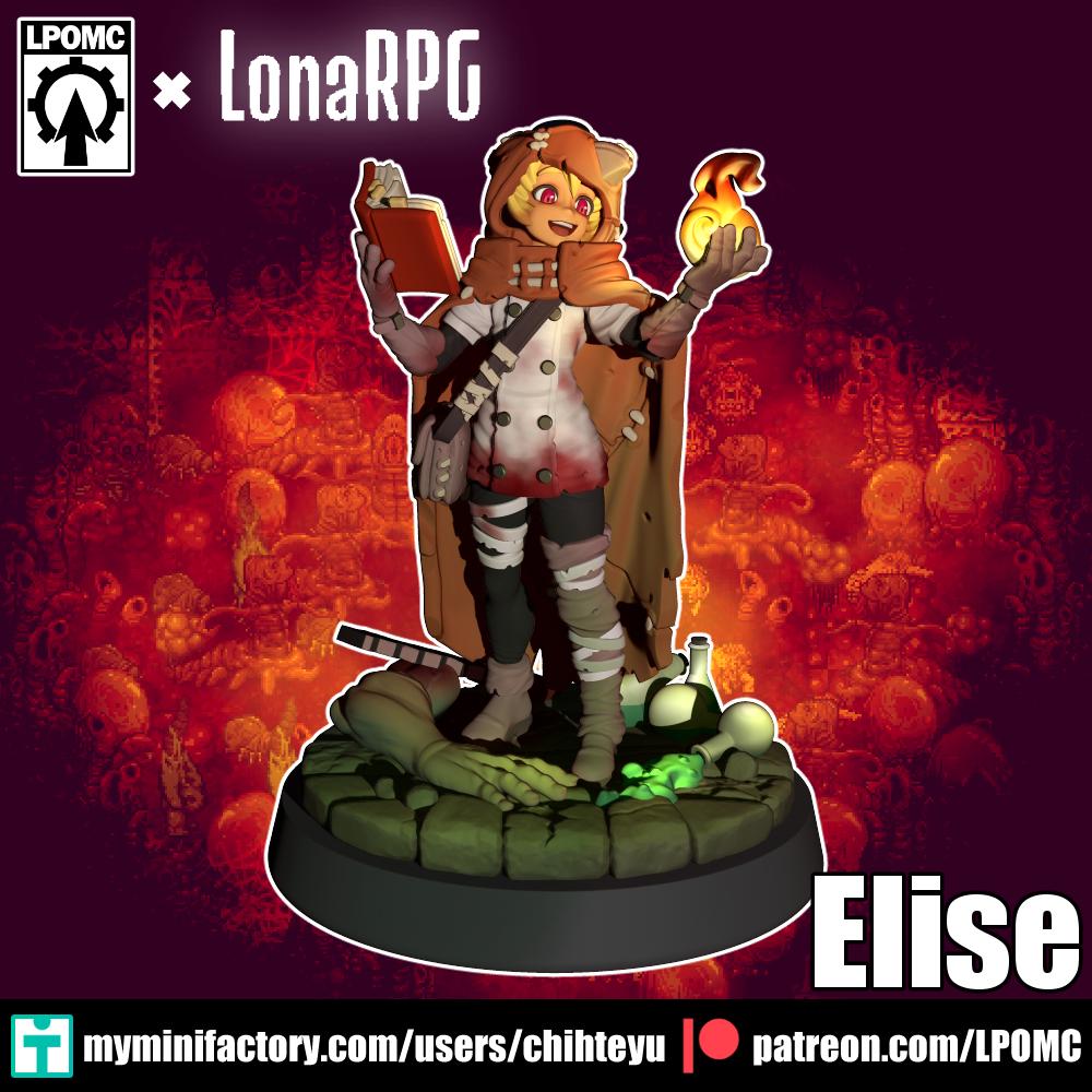 Elise Miniature - 28mm / 32mm / 36mm / 75mm - LPOMC - Resin Printed Figure for D&D, TTRPGs, and Board Games