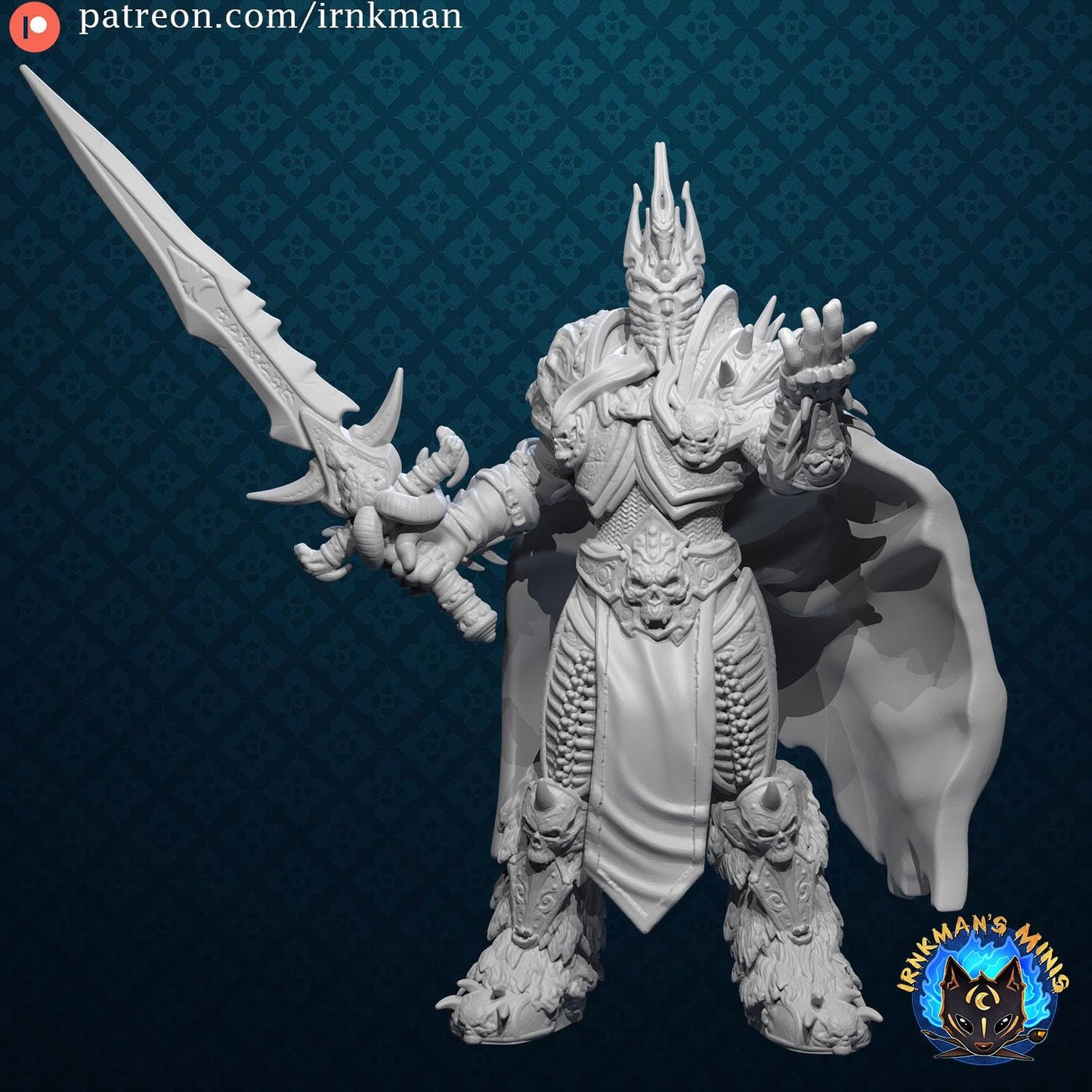 Lich King Miniature - 28mm / 32mm / 36mm - Irnkman's Minis - Resin Printed Figure for D&D, TTRPGs, and Board Games