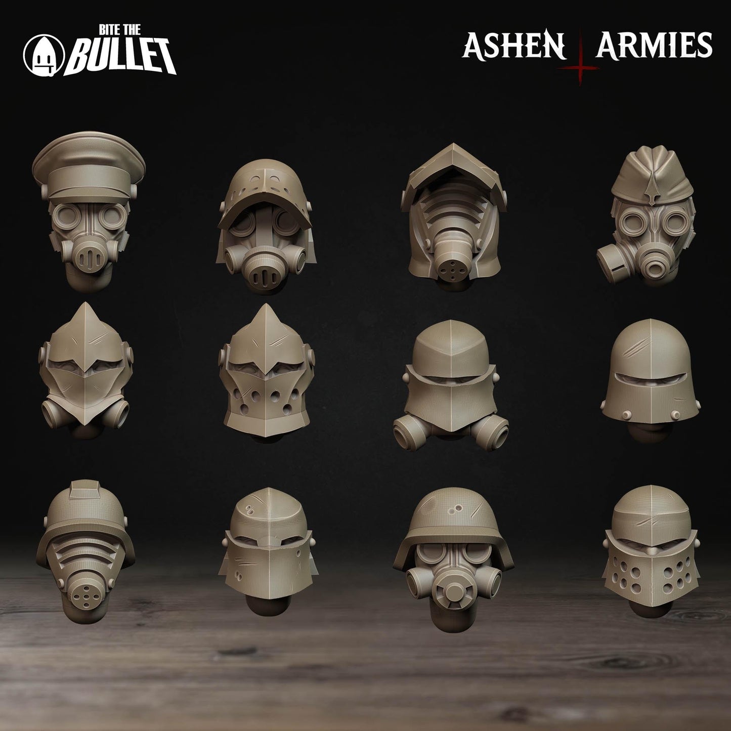 Sanctified Legion Modular Heads - 28mm / 32mm / 36mm - Bite the Bullet - Resin Printed Figure for D&D, TTRPGs, and Wargaming