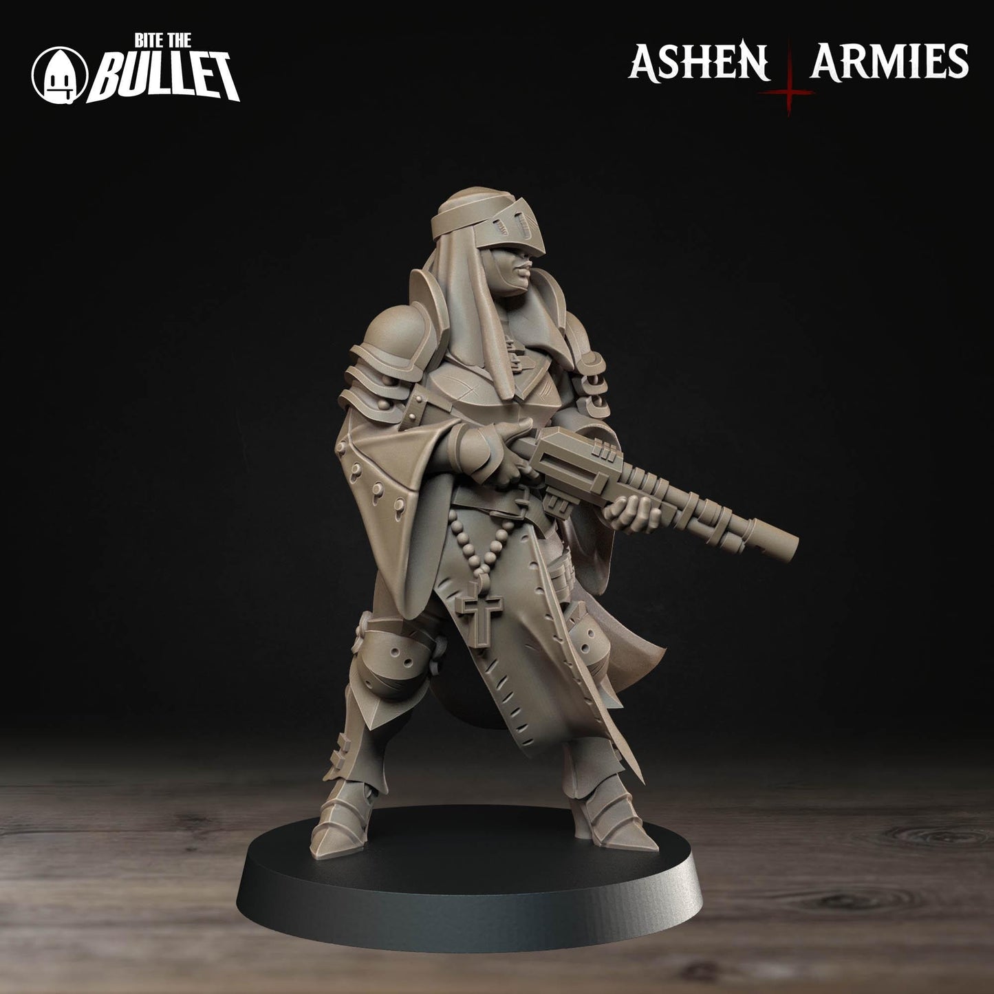 Sanctified Legion Rifle Sniper Priest Miniature (2 Variations) - 28mm / 32mm / 36mm - Bite the Bullet - Resin Printed Wargaming Figure