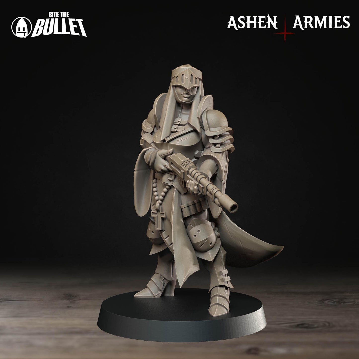 Sanctified Legion Rifle Sniper Priest Miniature (2 Variations) - 28mm / 32mm / 36mm - Bite the Bullet - Resin Printed Wargaming Figure