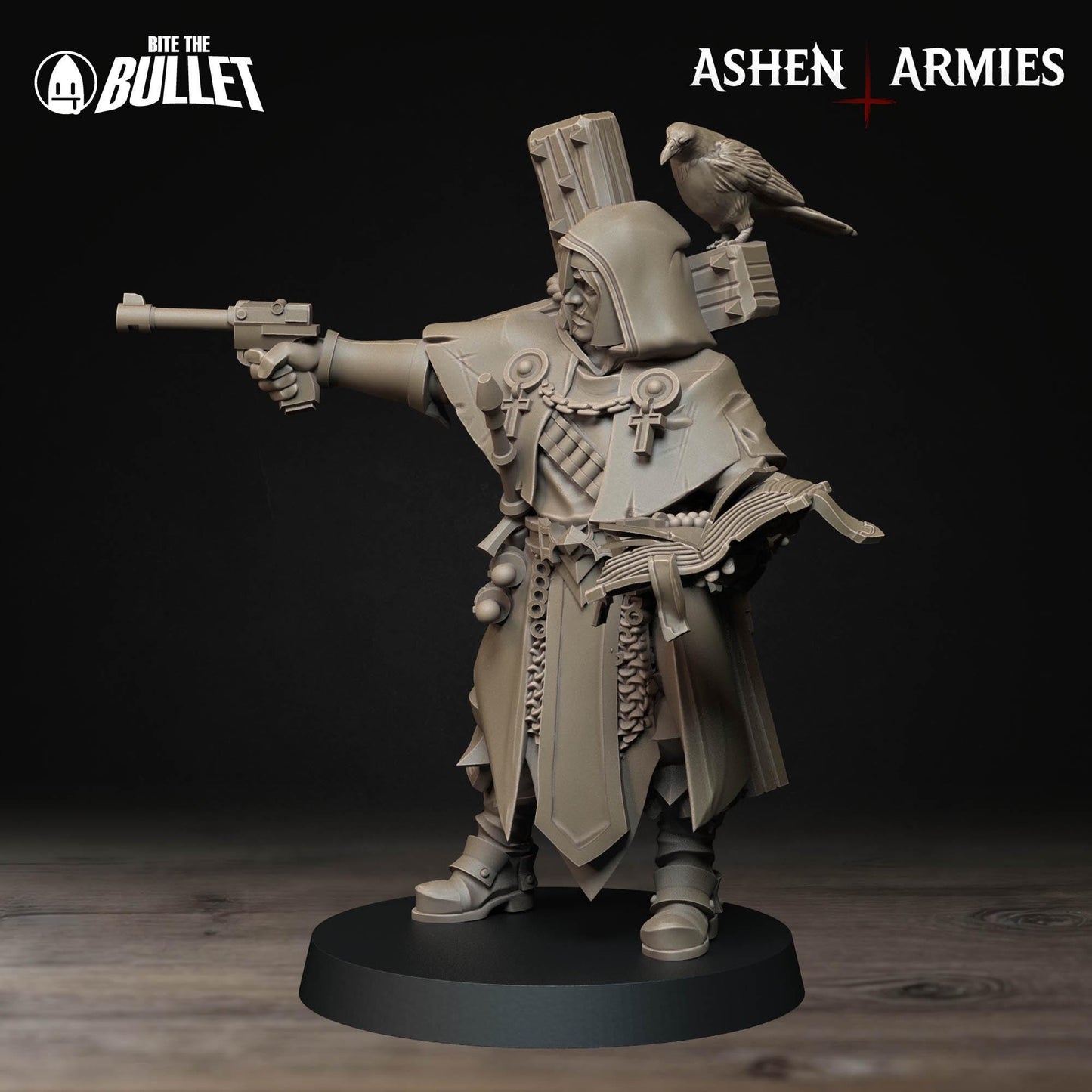Sanctified Legion Trench Cleric Miniature (2 Variations) - 28mm / 32mm / 36mm - Bite the Bullet - Resin Printed Wargaming Figure