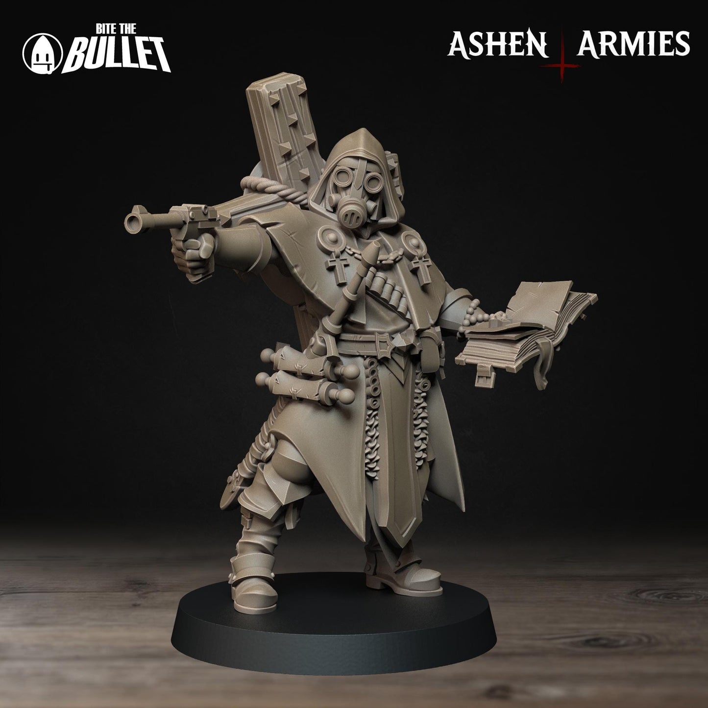 Sanctified Legion Trench Cleric Miniature (2 Variations) - 28mm / 32mm / 36mm - Bite the Bullet - Resin Printed Wargaming Figure