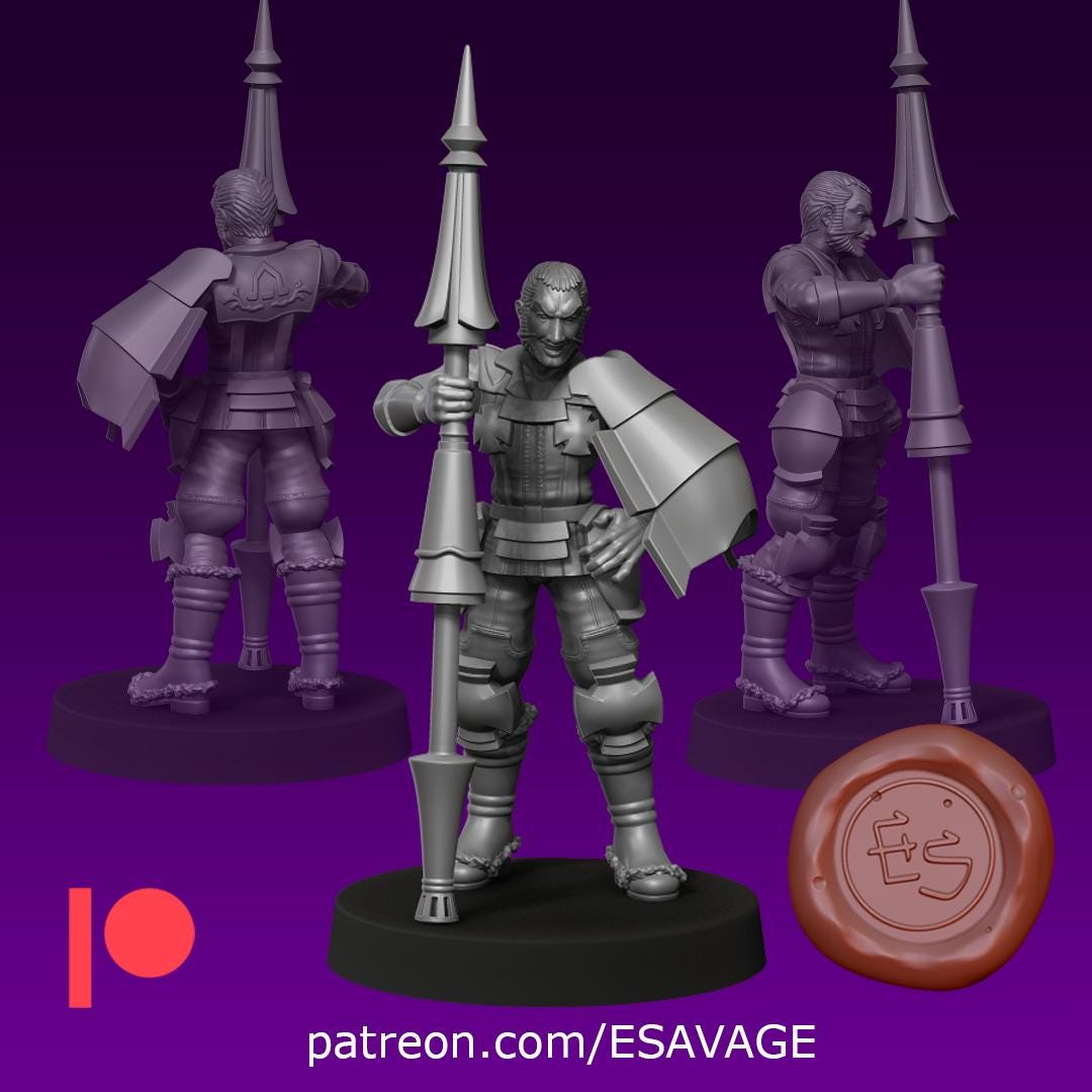 Lancer Largo Miniature - 28mm / 32mm / 36mm - Ethan Savage Studios - Resin Printed Figure for D&D, TTRPGs, and Board Games