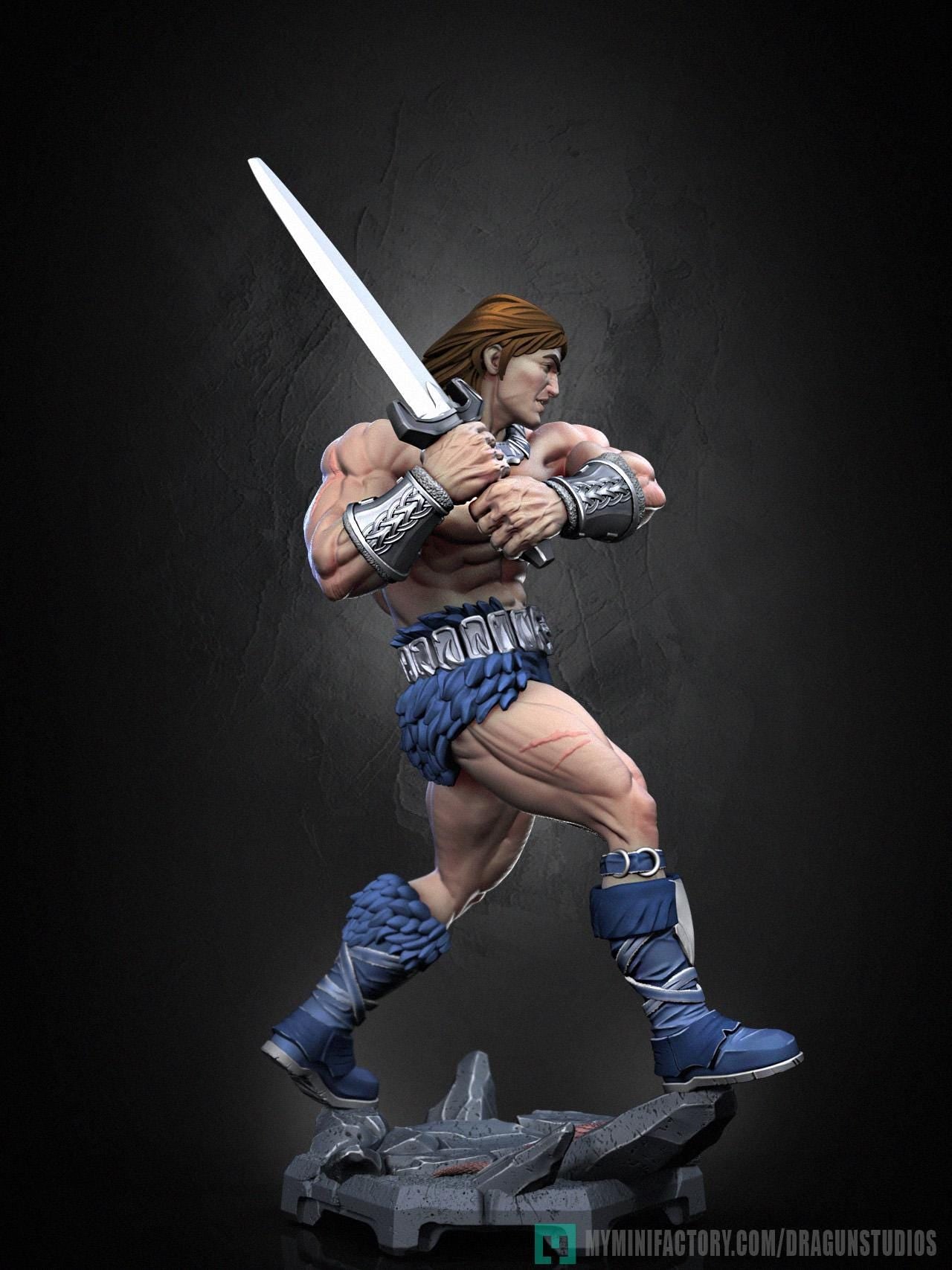 Ax Battler Miniature - 28mm / 32mm / 36mm / 75mm - DraGun Studios - Resin Printed Figurine for D&D, TTRPGs, and Board Games