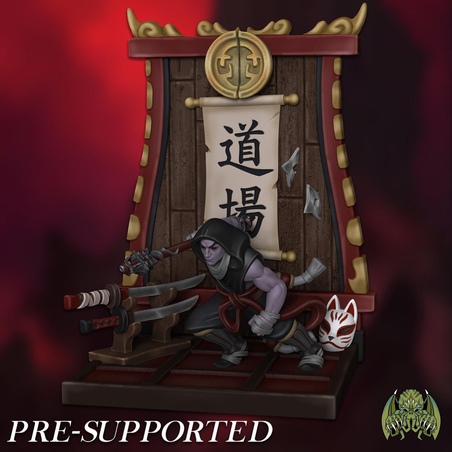 Valerius the Shadow Monk Miniature - 28mm / 32mm / 36mm / Diorama / Bust - Miniatures of Madness - Resin Printed Figure for D&D and TTRPGs