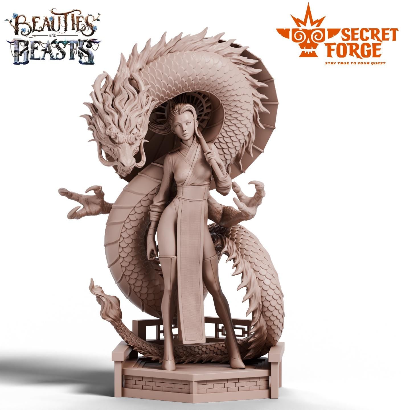 Luna: Raised by Dragons Figure - 75mm - Secret Forge - Resin Printed Figure for Painting & Display