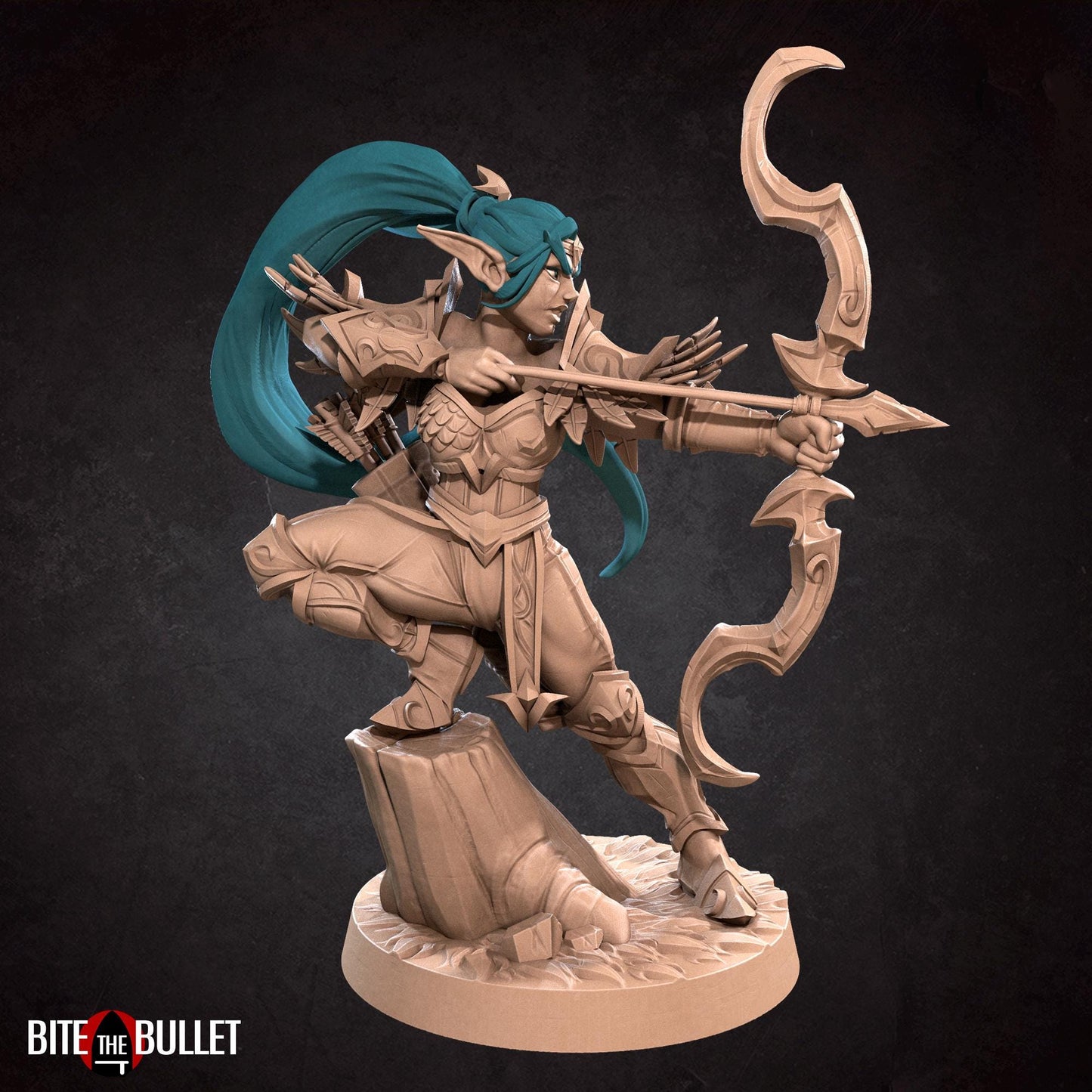 Night Elf Ranger Alana Miniature - 28mm / 32mm / 36mm - Bite the Bullet - Resin Printed Figure for D&D, TTRPGs, and Board Games