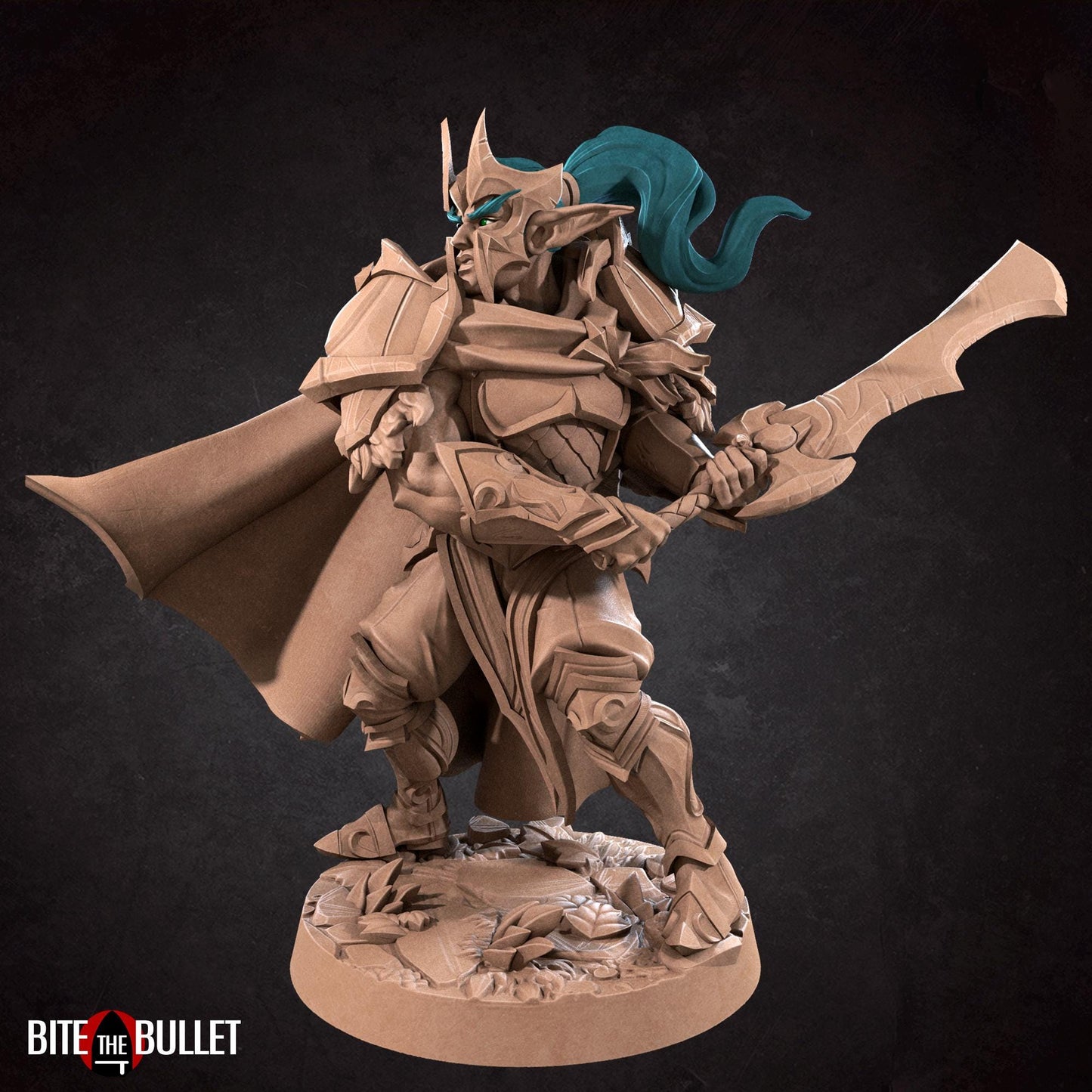 Night Elf Fighter Vahdian Miniature - 28mm / 32mm / 36mm - Bite the Bullet - Resin Printed Figure for D&D, TTRPGs, and Board Games
