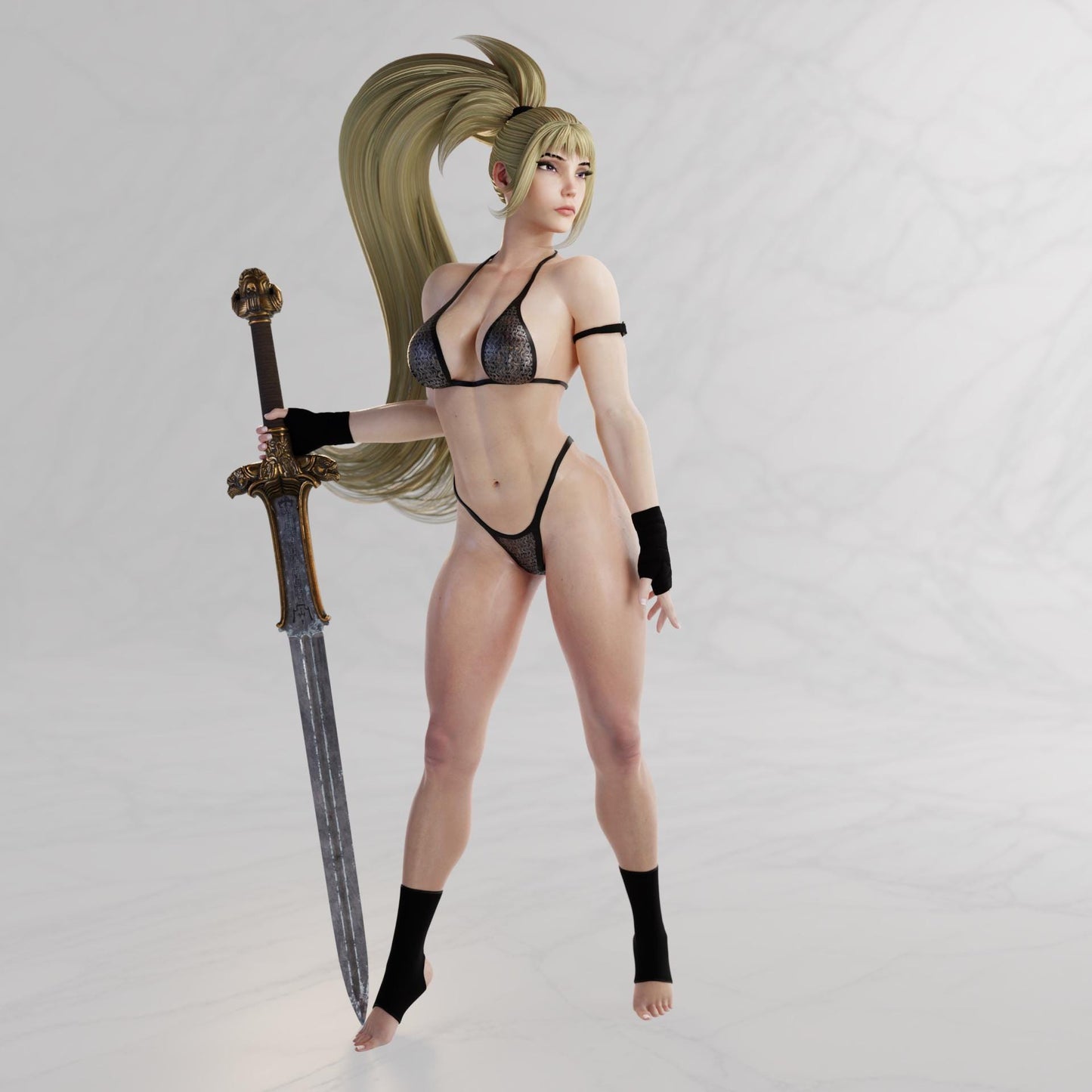 Chainmail Bikini Knights Miniature (4 Variations including NSFW) - 28mm / 32mm / 36mm / 75mm - QB Works - Resin Printed Figures for Painting