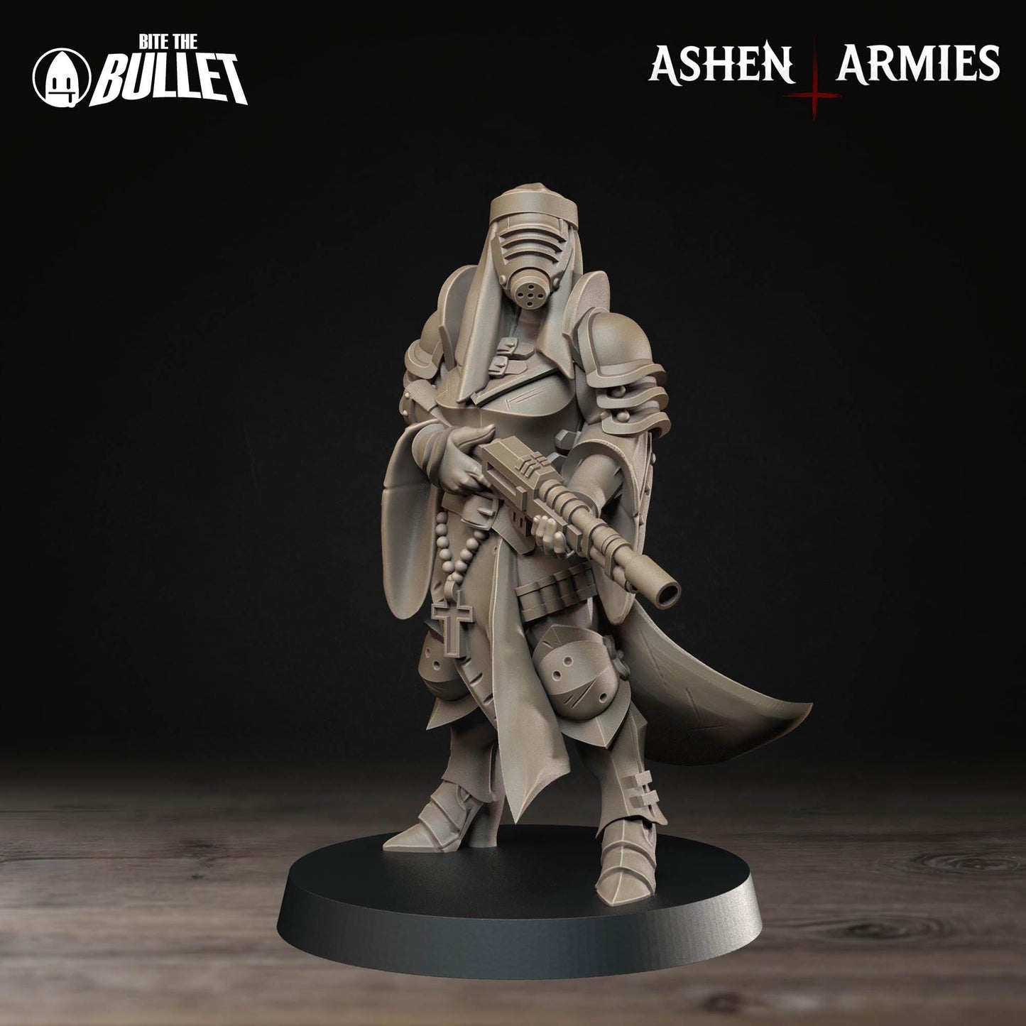 Sanctified Legion Rifle Sniper Priest Miniature (2 Variations) - 28mm / 32mm / 36mm - Bite the Bullet - Resin Printed Wargaming Figure