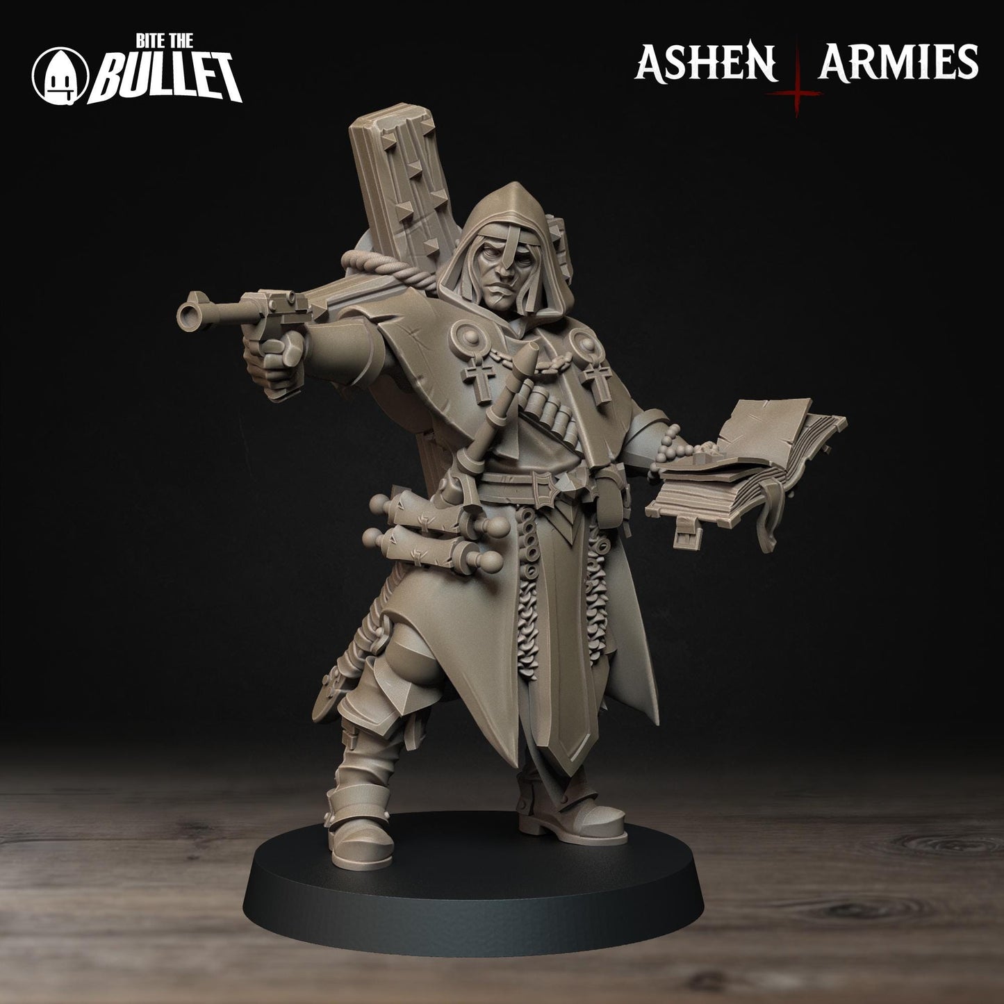 Sanctified Legion Trench Cleric Miniature (2 Variations) - 28mm / 32mm / 36mm - Bite the Bullet - Resin Printed Wargaming Figure