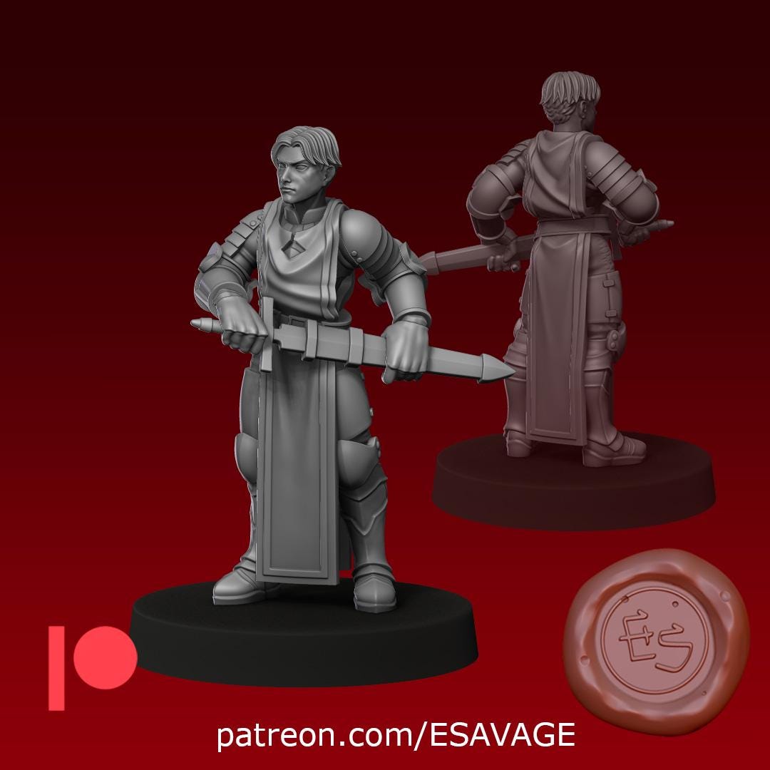 White Knight Miniature (2 Variations) - 28mm / 32mm / 36mm - Ethan Savage Studios - Resin Printed Figure for D&D, TTRPGs, and Board Games