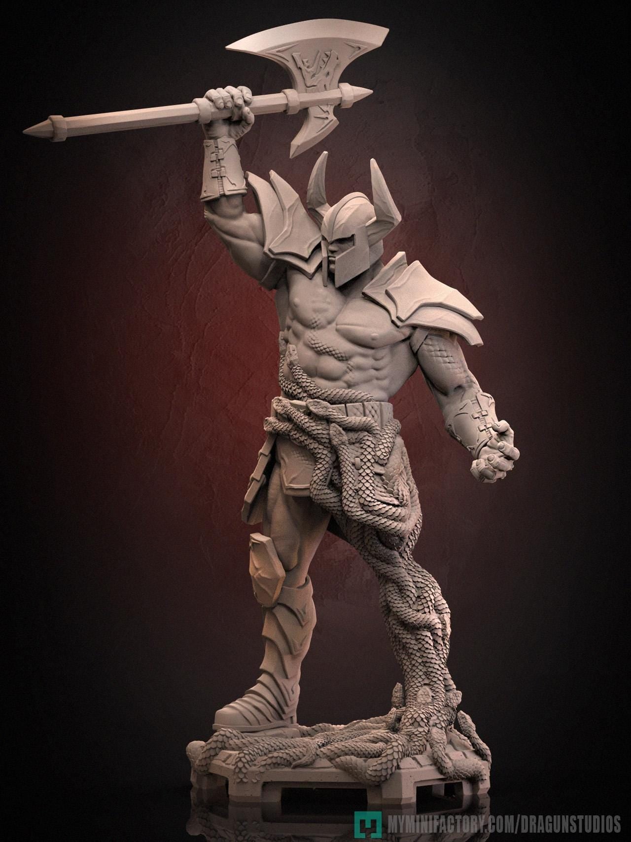 Death Adder Miniature - 87mm / 125mm Height - DraGun Studios - Resin Printed Figurine for D&D, TTRPGs, and Board Games