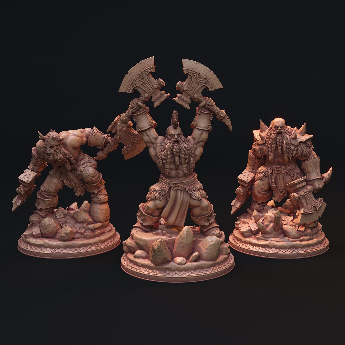Berserker Dwarves Miniature Set - 28mm / 32mm / 36mm - HardWitch Games - Resin Printed Figures for D&D, TTRPGs, and Board Games