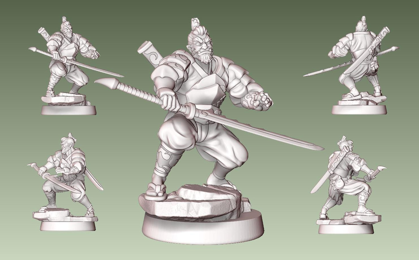 Raknark, Rogue Samurai Miniature - 28mm / 32mm / 36mm - LPOMC - Resin Printed Figure for D&D, TTRPGs, and Board Games
