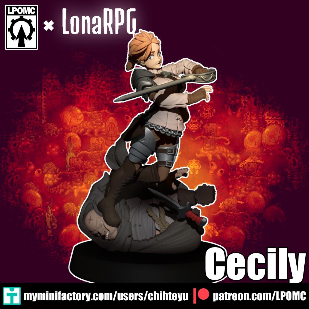 Cecily Miniature - 28mm / 32mm / 36mm / 75mm - LPOMC - Resin Printed Figure for D&D, TTRPGs, and Board Games