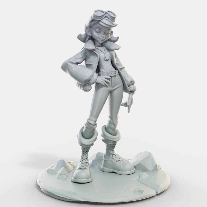 Legendary Lady Nadia Miniature - 28mm / 32mm / 36mm / 75mm - Female Miniatures - Resin Printed Miniature for Painting, D&D, and TTRPGs