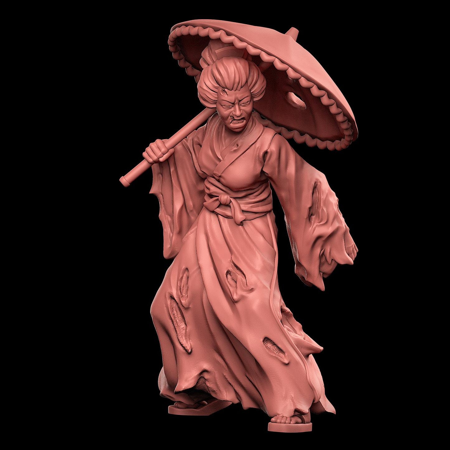 Geisha Zombie Miniature - 28mm / 32mm / 36mm - VaultZ - Resin Printed Figures for D&D, TTRPGs, Zombicide, and Board Games