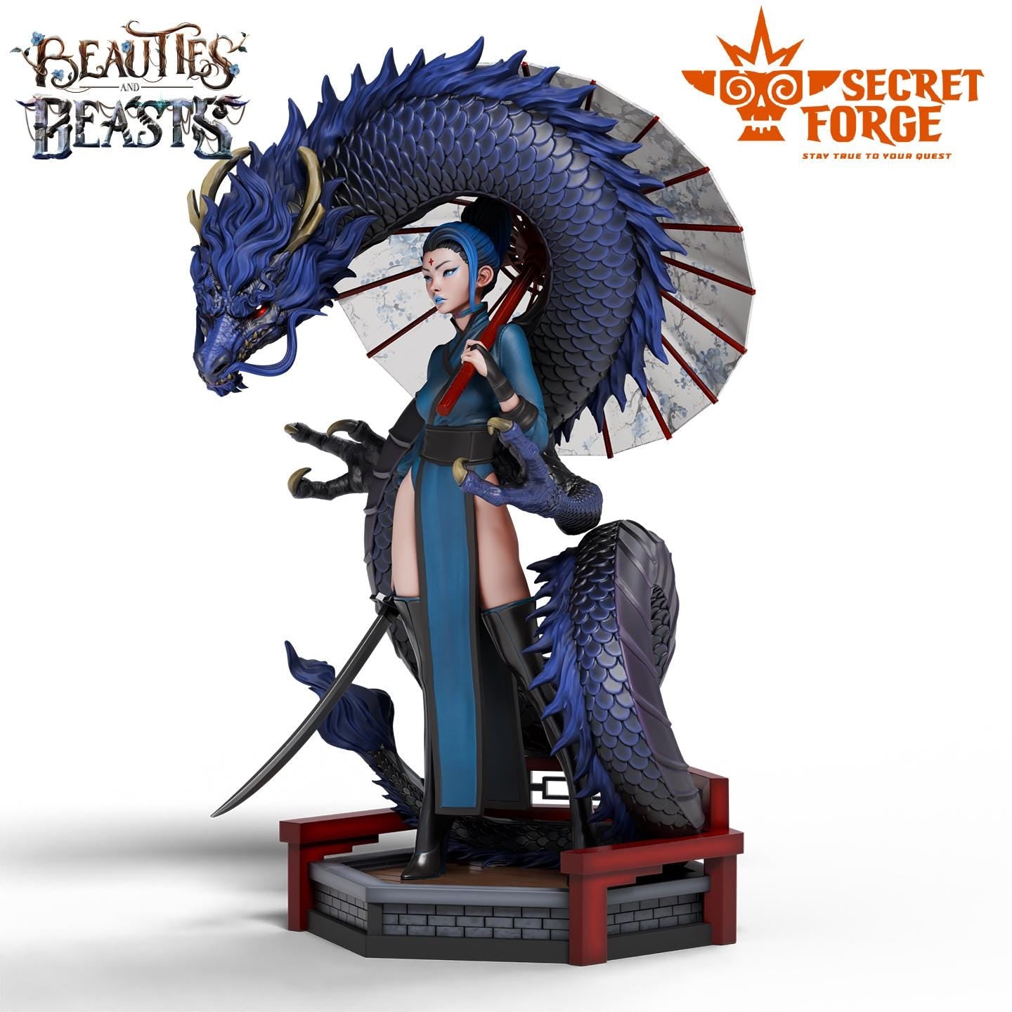 Luna: Raised by Dragons Figure - 75mm - Secret Forge - Resin Printed Figure for Painting & Display